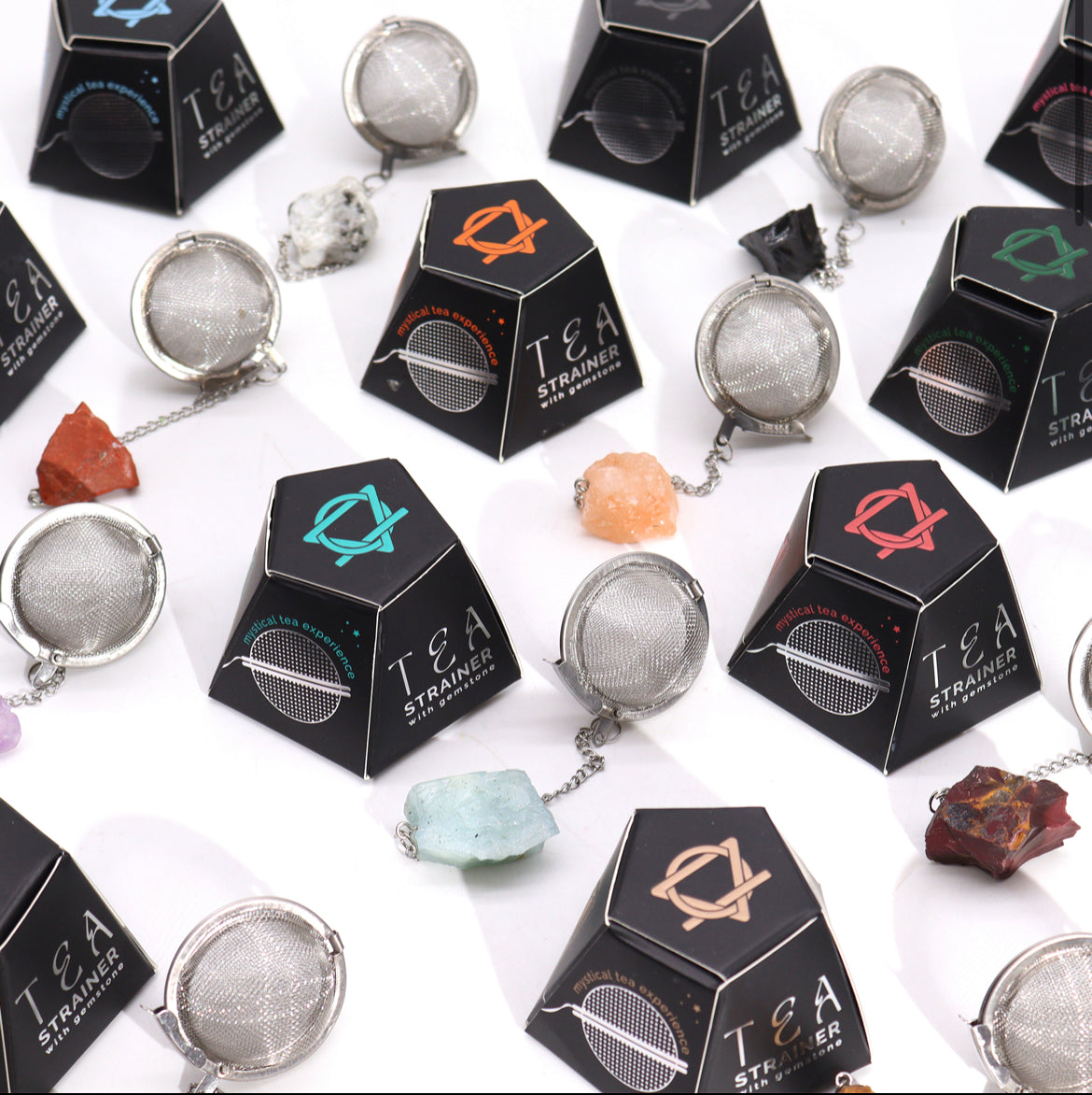 Hippie life UK, the crystal, spiritual and natural holistic health gift shop presents Raw Healing Crystal Gemstone Tea Strainer - Rainbow Moonstone, , HIPPIE Life UK, , , , , .