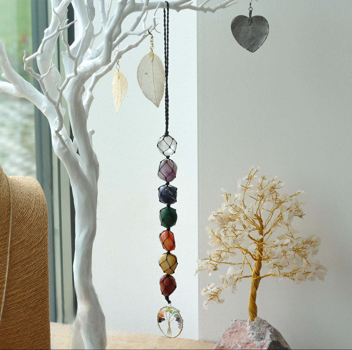 Chakra Crystal Gemstone Tree of Life Hanging Pendant