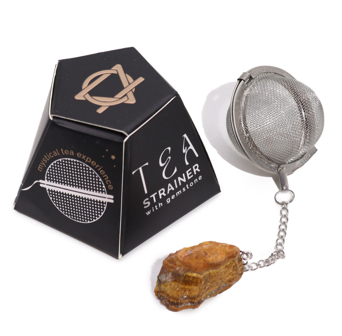 Hippie life UK, the crystal, spiritual and natural holistic health gift shop presents Raw Healing Crystal Gemstone Tea Strainer - Gold Tigers Eye, , HIPPIE Life UK, , , , , .