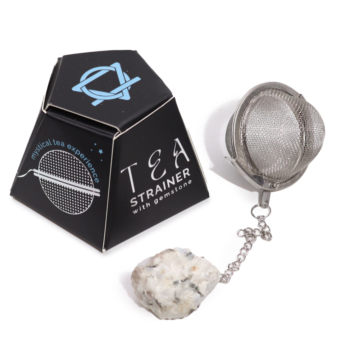 Hippie life UK, the crystal, spiritual and natural holistic health gift shop presents Raw Healing Crystal Gemstone Tea Strainer - Rainbow Moonstone, , HIPPIE Life UK, , , , , .