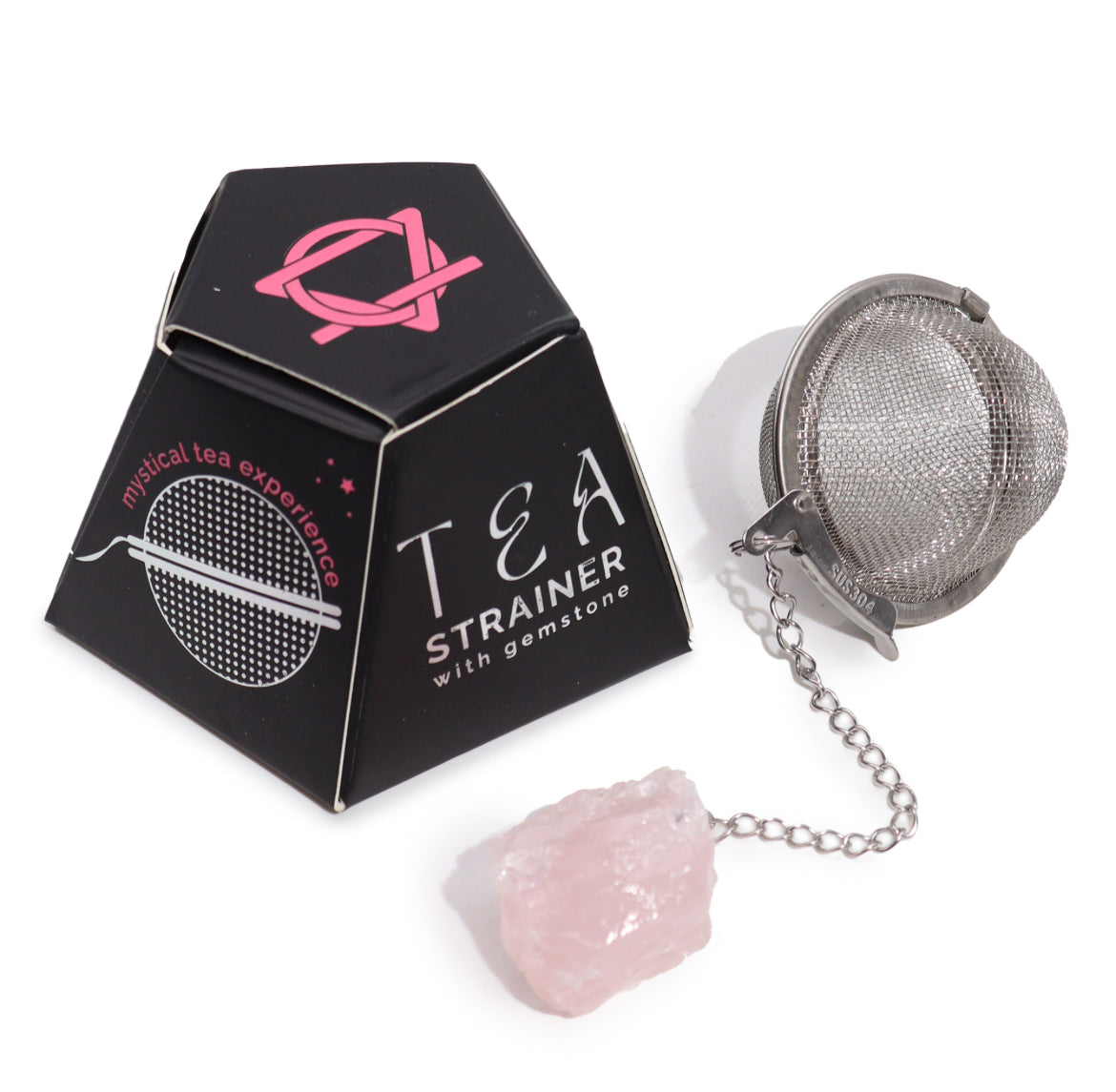 Hippie life UK, the crystal, spiritual and natural holistic health gift shop presents Raw Healing Crystal Gemstone Tea Strainer - Rose Quartz, , HIPPIE Life UK, , , , , .