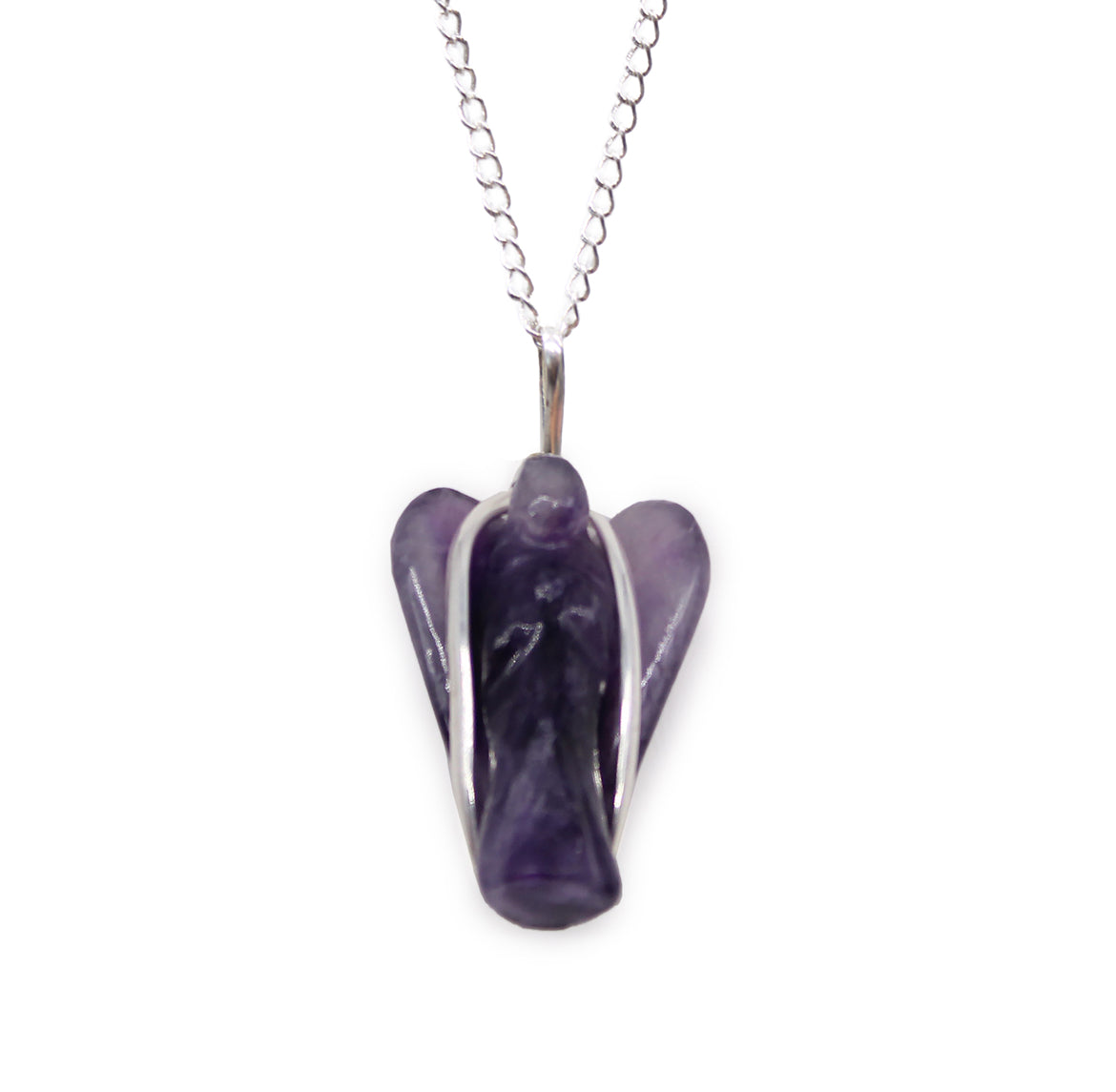 Gemstone Guardian Angel Pendant - Amethyst Crystal
