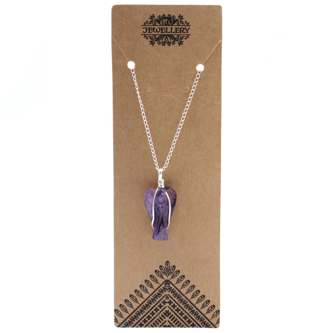 Gemstone Guardian Angel Pendant - Amethyst Crystal