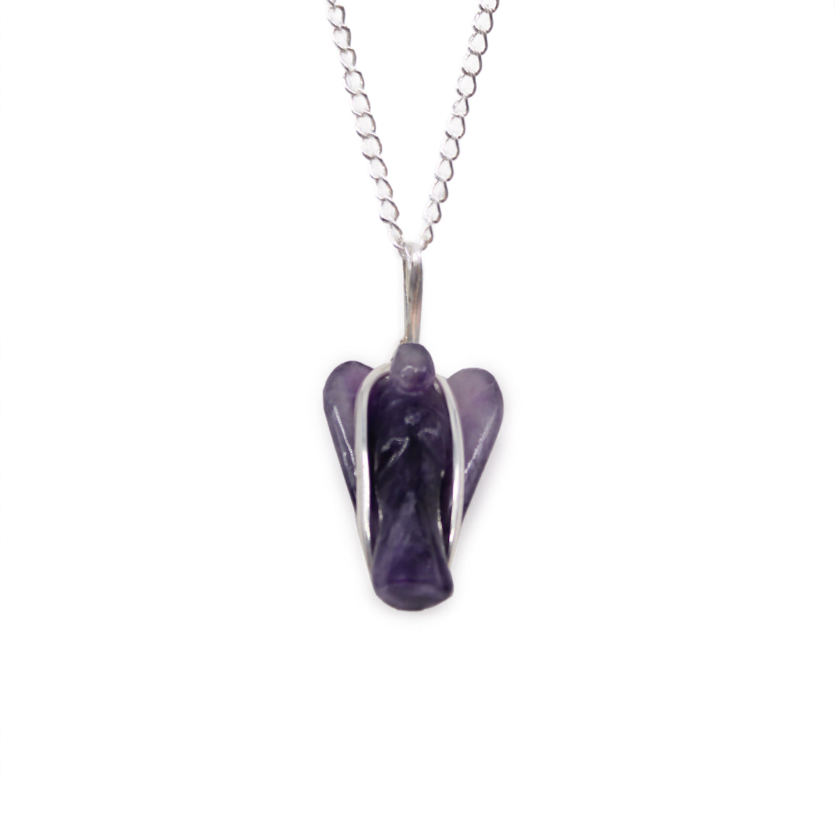 Gemstone Guardian Angel Pendant - Amethyst Crystal