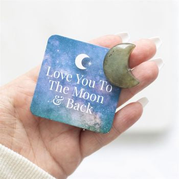 Love You to the Moon Labradorite Crystal Moon: A Celestial Token of Love and Strength