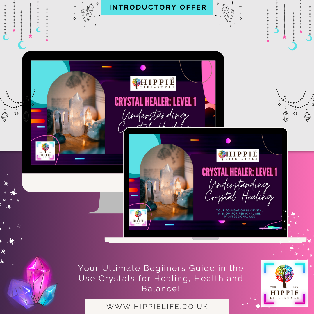 Hippie life UK, the crystal, spiritual and natural holistic health gift shop presents HIPPIE Crystal Healer Level 1 Interactive Online Course and Workbook Journal!, , HIPPIE Life UK, , , , , .