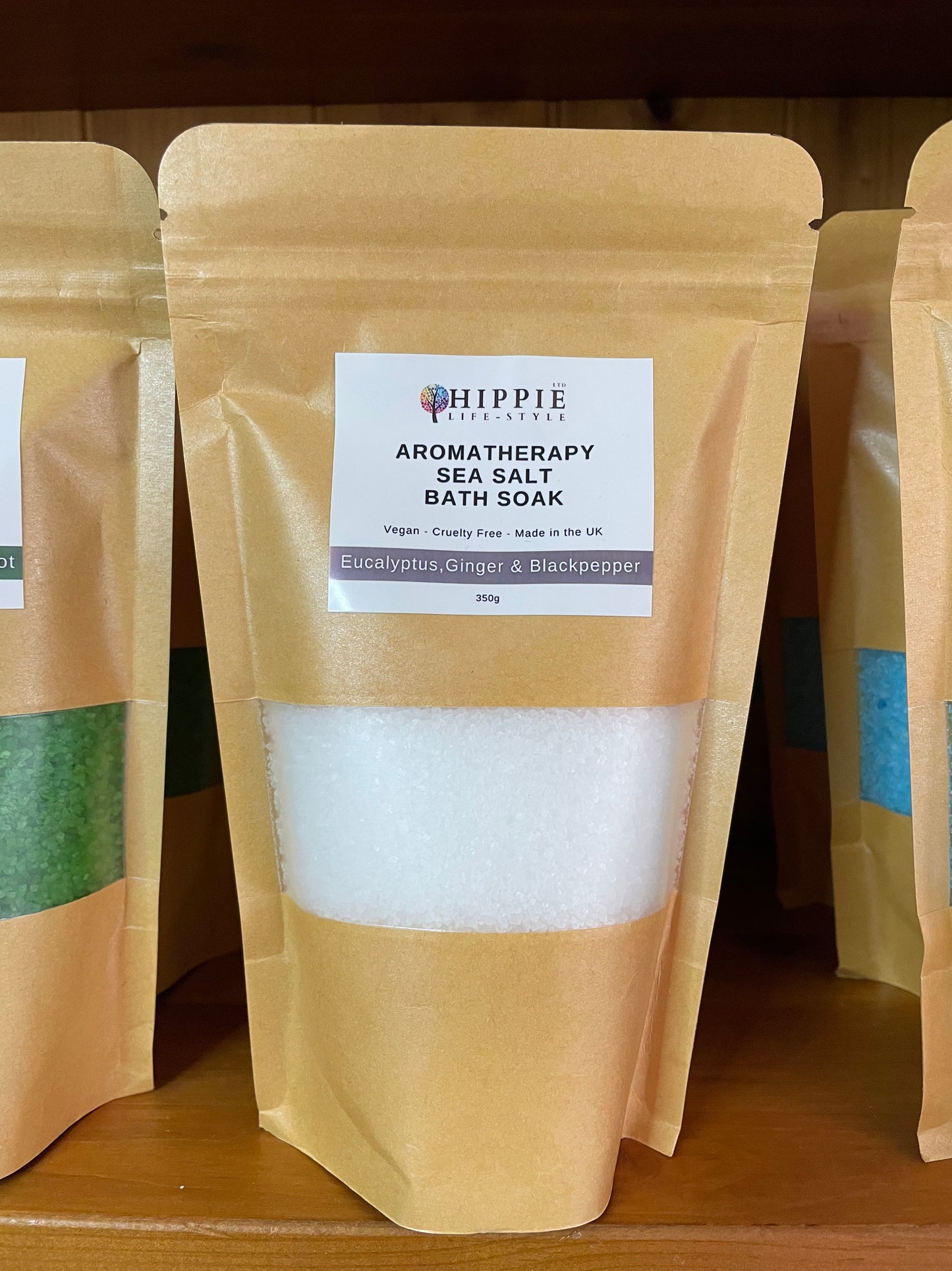 Aromatherapy Sea Salt Bath Soak - Eucalyptus, Ginger, & Blackpepper