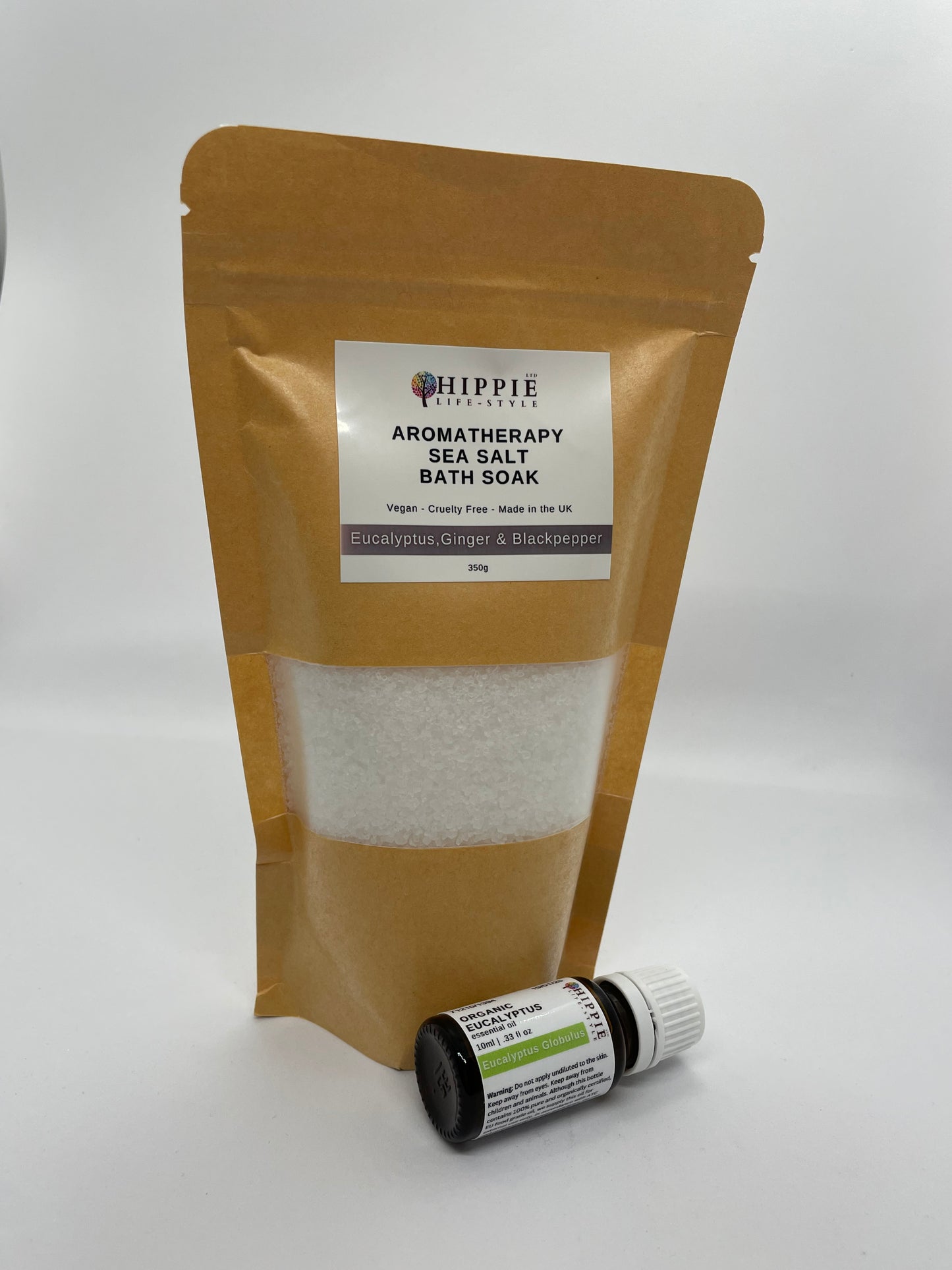 Aromatherapy Sea Salt Bath Soak - Eucalyptus, Ginger, & Blackpepper
