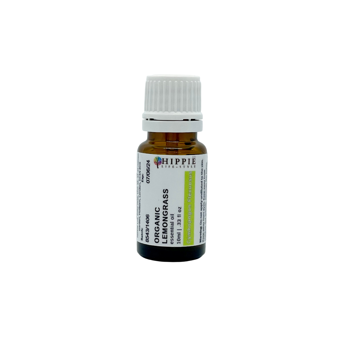 Another view of A 10ml bottle of organic, pure and therapeutic Lemongrass essential oil, from a U.K supplier in a professional therapist setting.