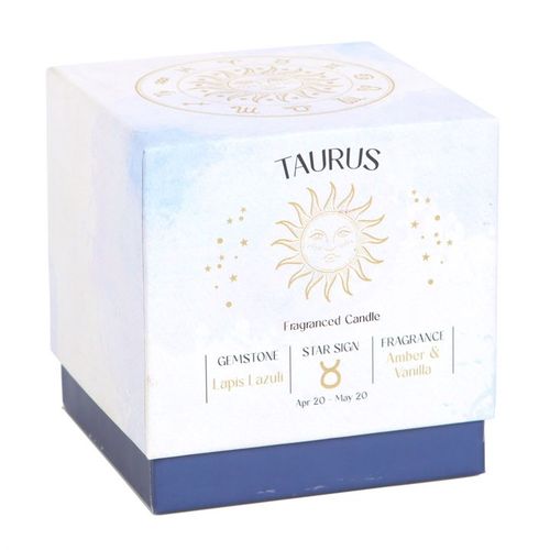 Taurus Amber & Vanilla Gemstone Zodiac Candle – Grounded Energy & Spiritual Awakening