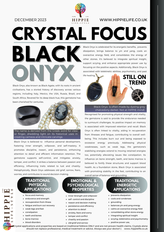 Black Onyx and Black Agate - Ethically sourced crystals from this UK crystal shop. Explore properties, benefits, uses and meanings