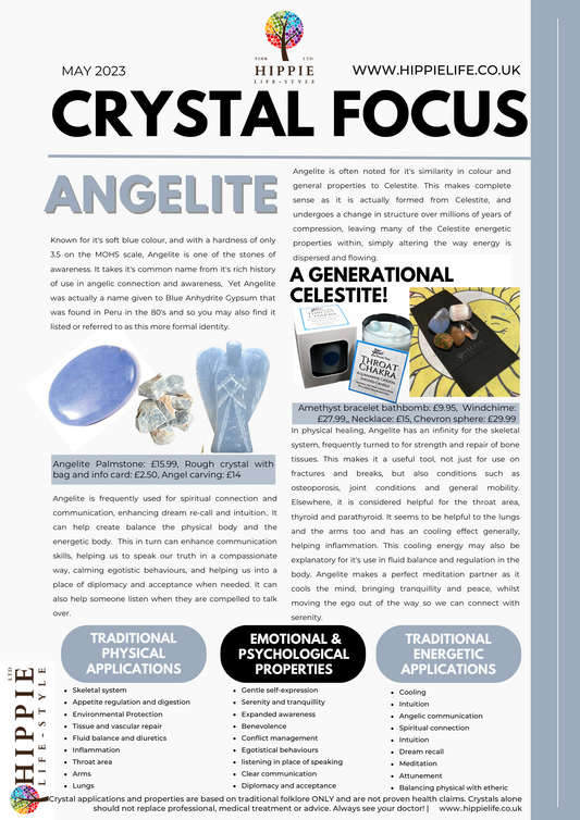 angelite blue crystals for healing with information on uses, properties and benefits. Healing crystals UK