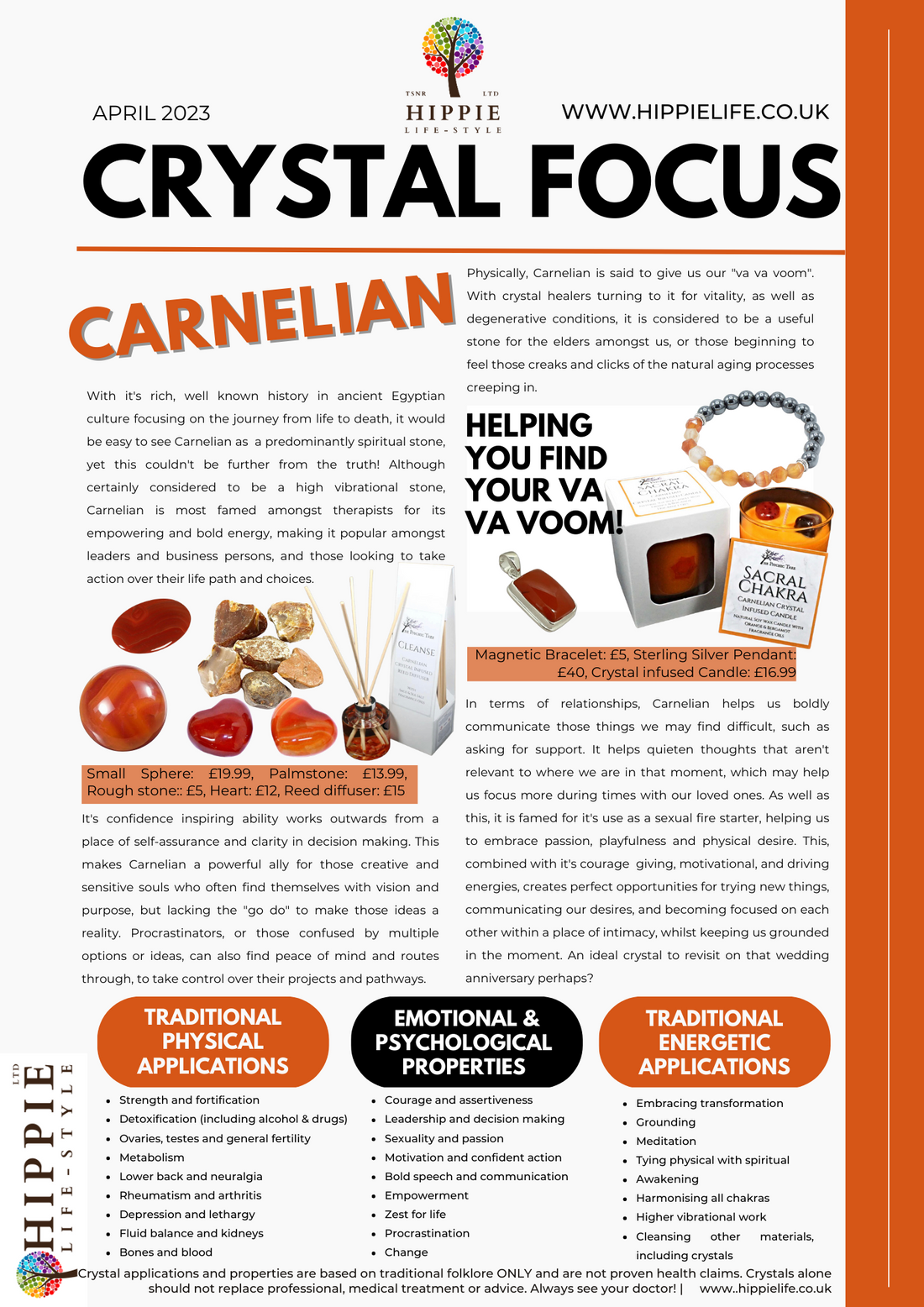 Carnelian red and orange crystals for healing with information on uses, properties and benefits. Healing crystals UK