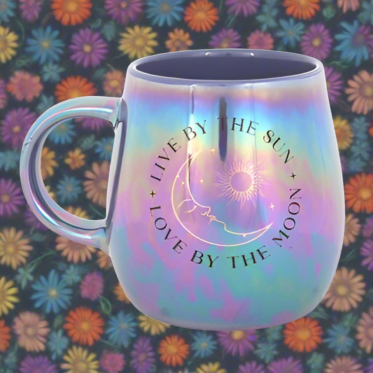 Live by the Sun Love by the Moon Iridescent Mug: Embrace Celestial Beauty