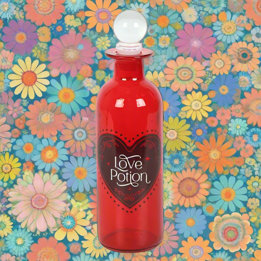 Decorative Glass Love Potion Bottle: Capture Passion and Romance in Elegant Red