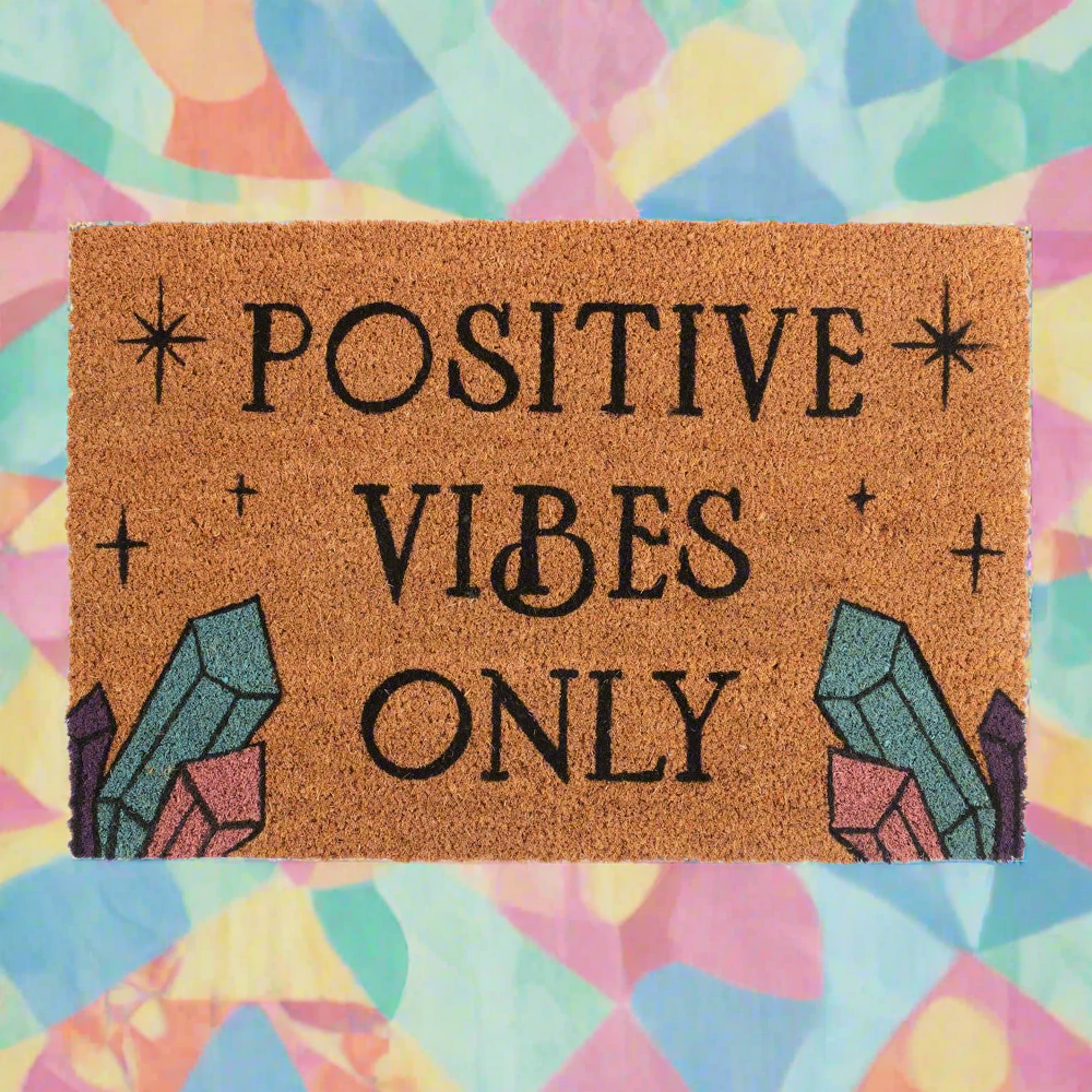 Natural Positive Vibes Only Door Mat: Welcome Good Energy into Your Space