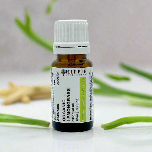 Lemongrass Organic (Cymbopogon Flexuosus Oil) Pure Therapeutic Standard Essential Oil - 10ml