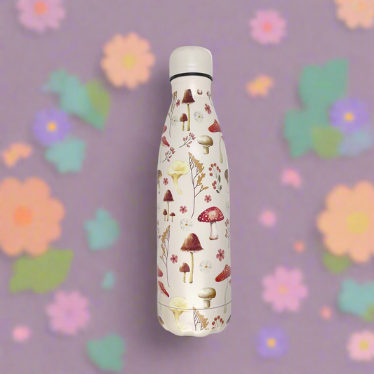 Multi Mushroom Print Water Bottle