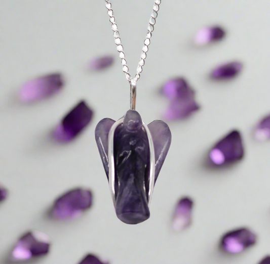 Gemstone Guardian Angel Pendant - Amethyst