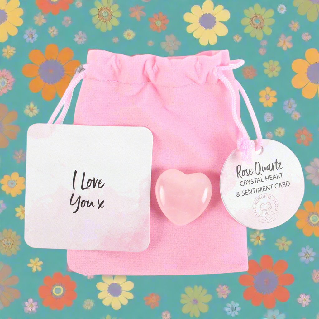 I Love You Rose Quartz Crystal Heart in a Bag: A Token of Love and Positivity