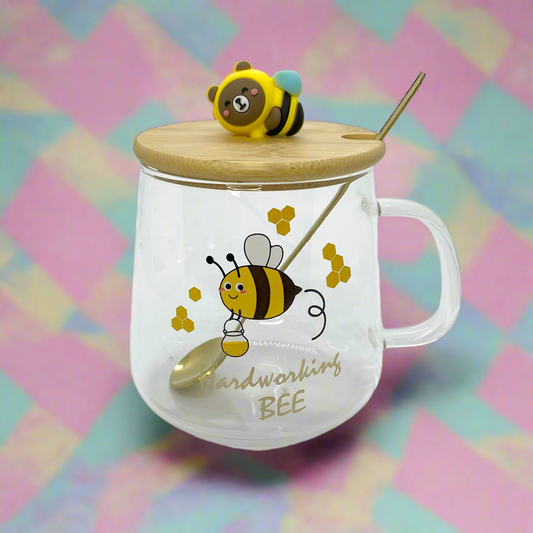 Hardworking Bee Lidded Mug