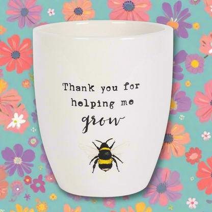 Ceramic Plant Pot with Bee Illustration: A Heartfelt Gift for Growth and Gratitude