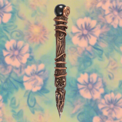 Protection Black Obsidian Crystal Wand Pen