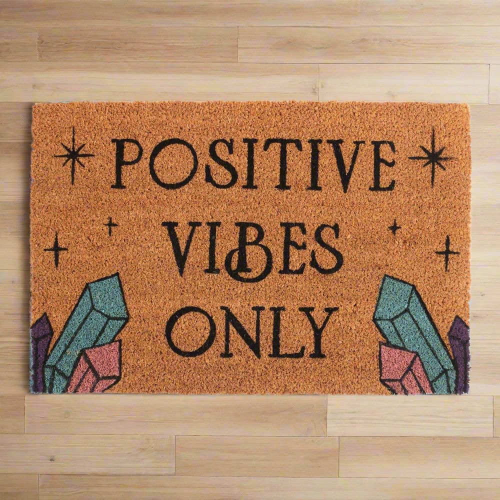 Natural Positive Vibes Only Door Mat: Welcome Good Energy into Your Space