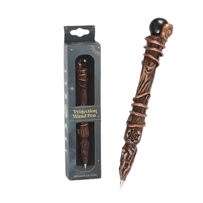 Protection Black Obsidian Crystal Wand Pen