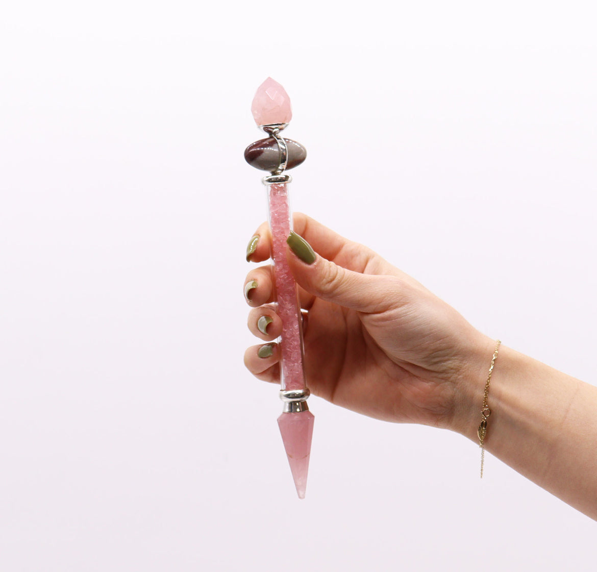 Rose Quartz Crystal and Shiva Lingam Gemstone Wand: Harness the Power of Love and Transformation