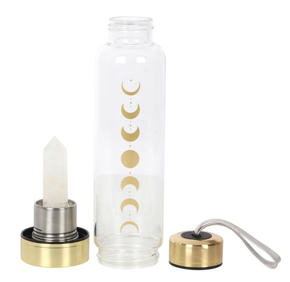 Quartz Moon Phase Glass Water Bottle