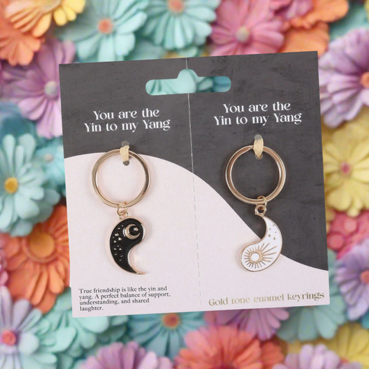 Exquisite Yin and Yang keyring set featuring a stunning sun and moon design, symbolizing balance and harmony. This friendship token celebrates meaningful relationships and complementary personalities, making it a heartfelt gift that represents the enduring power of friendship