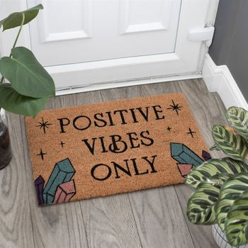 Natural Positive Vibes Only Door Mat: Welcome Good Energy into Your Space