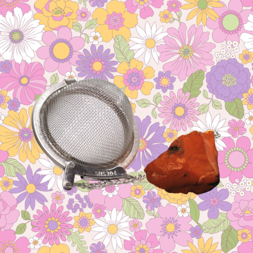 Gemstone Tea Strainer with Raw Carnelian Crystal