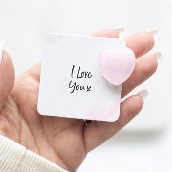 I Love You Rose Quartz Crystal Heart in a Bag: A Token of Love and Positivity