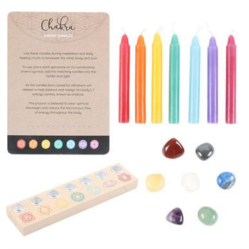 Chakra Energy Candle and Crystal Gift Set: Illuminate Your Path to Balance and Harmony