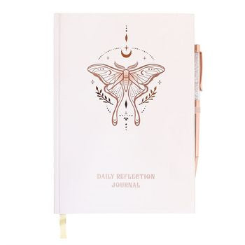 Luna Moth Daily Reflection Journal and Clear Quartz Crystal Pen - cultivate self-awareness, gratitude, and personal growth