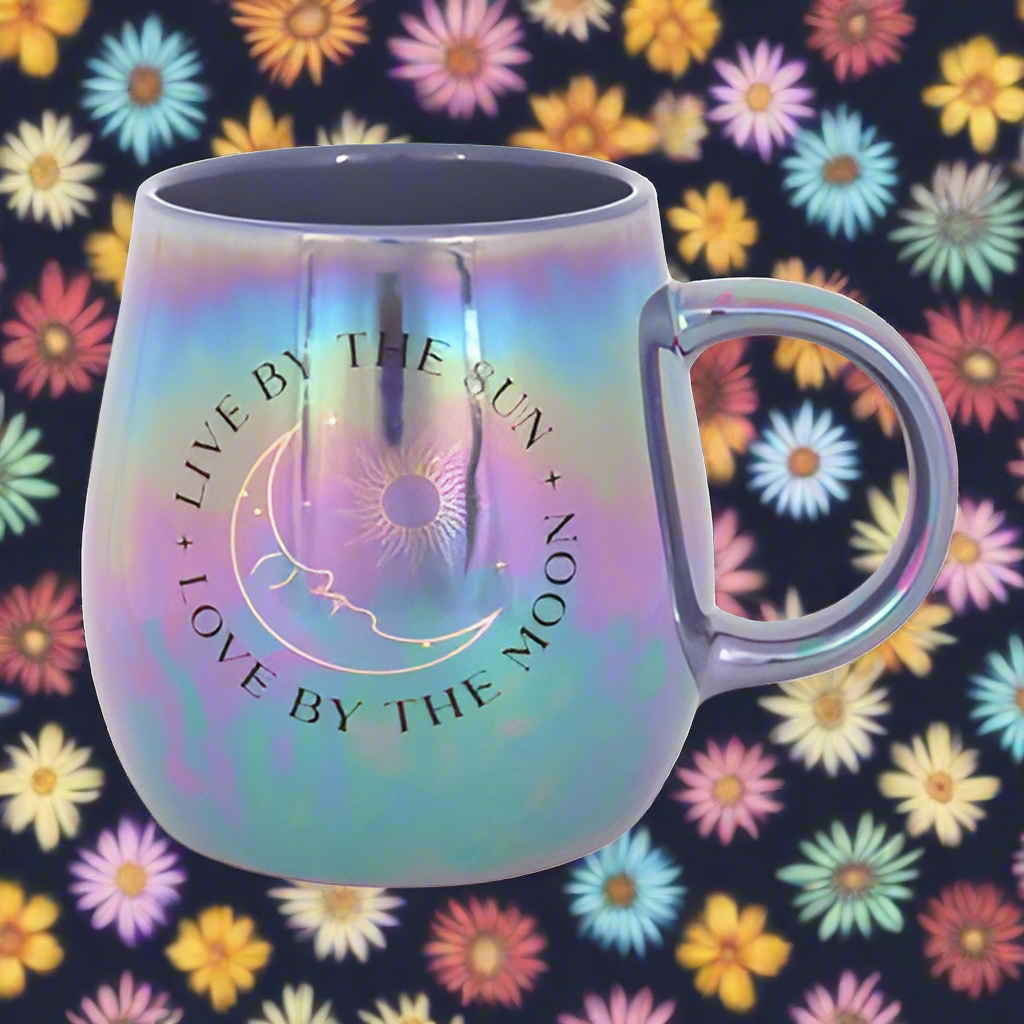 Live by the Sun Love by the Moon Iridescent Mug: Embrace Celestial Beauty