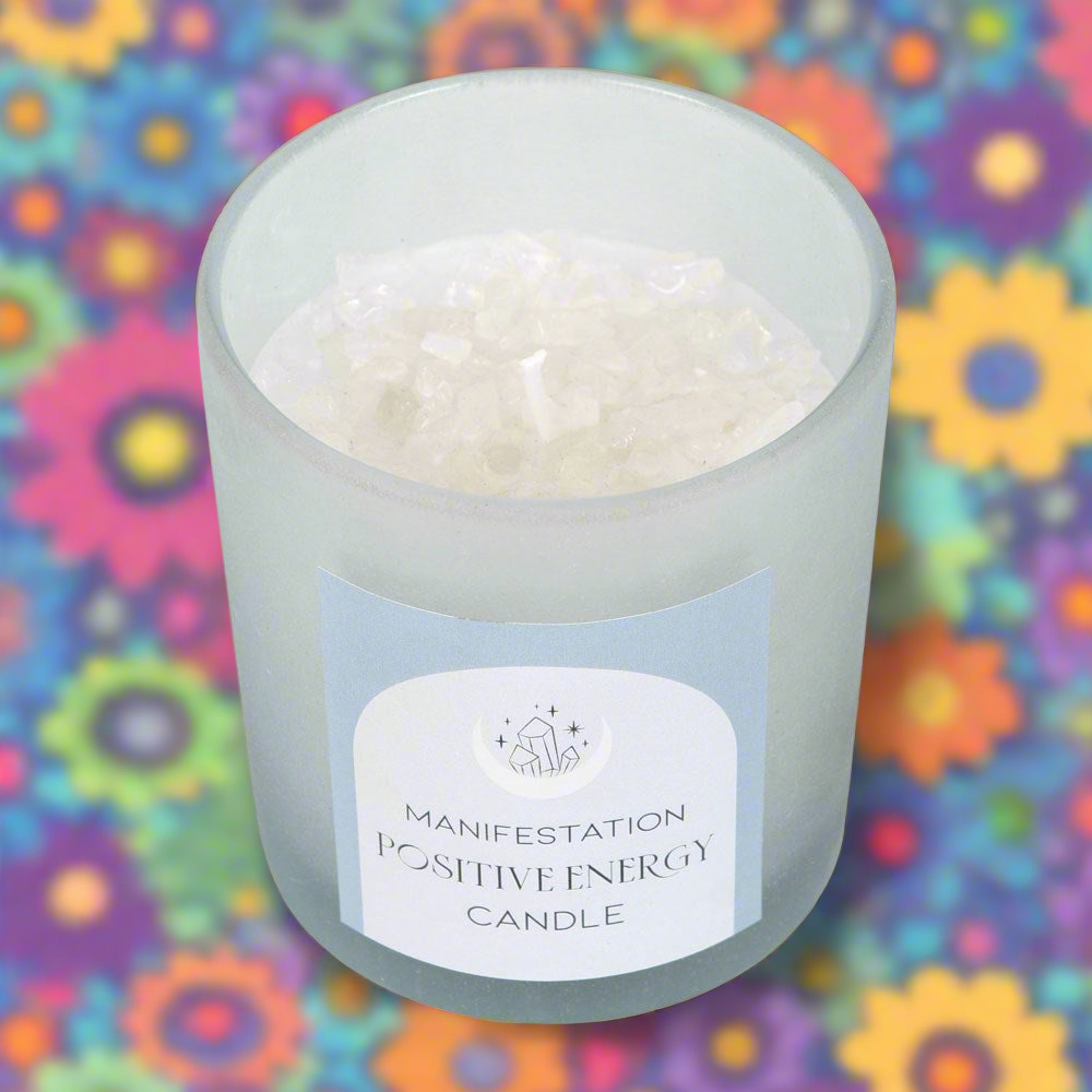 Positive Energy White Sage Crystal Chip CandleC