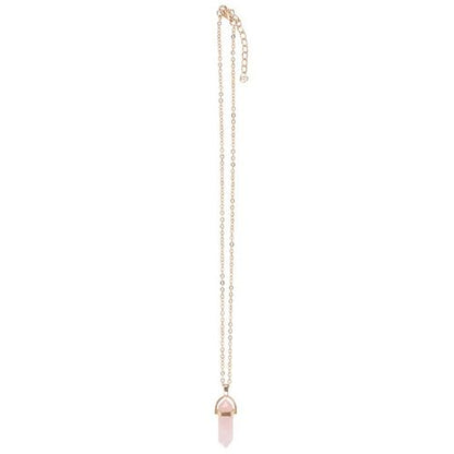 Beautiful rose quartz gift idea – a greeting card with necklace. Gold-tone, nickel-free jewellery from the UK with semi-precious rose quartz crystal for holistic and spiritual wellbeing.