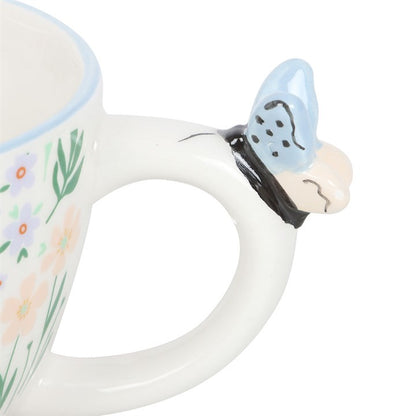 Hello Beautiful Ditsy Floral Print Mug with Butterfly - Start the Day on a Positive Note.