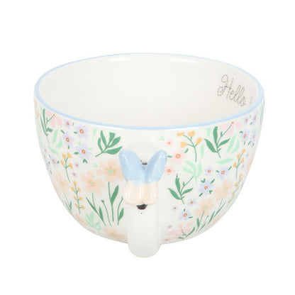 Hello Beautiful Ditsy Floral Print Mug with Butterfly - Start the Day on a Positive Note.