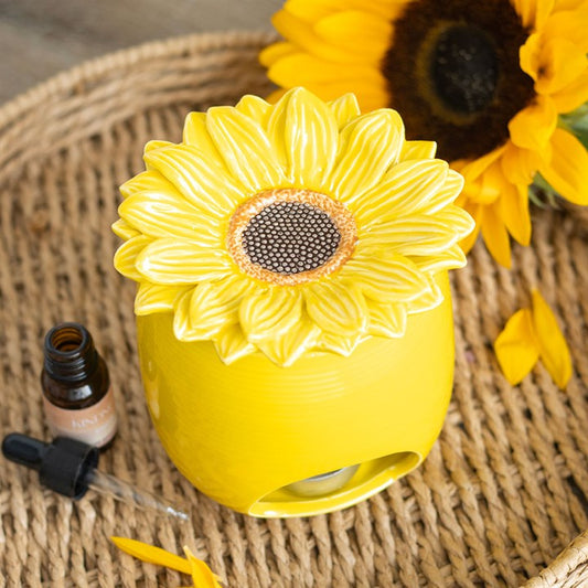 Yellow Ceramic Oil Burner and Wax Warmer – Sunflower Design