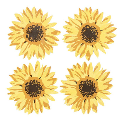 Set of 4 Sunflower-Shaped Coasters – Durable MDF with Rustic Rope Detail