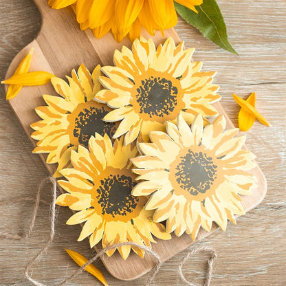 Set of 4 Sunflower-Shaped Coasters – Durable MDF with Rustic Rope Detail