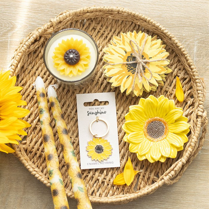 Set of 4 Sunflower-Shaped Coasters – Durable MDF with Rustic Rope Detail