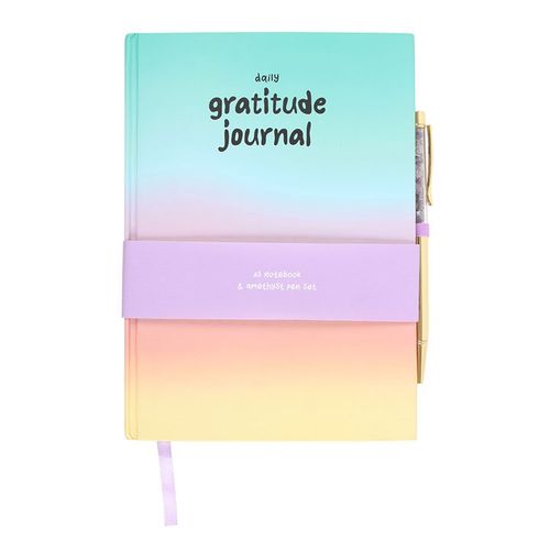 Multicoloured Gratitude Journal with Amethyst Pen – A Daily Companion for Positivity and Reflection