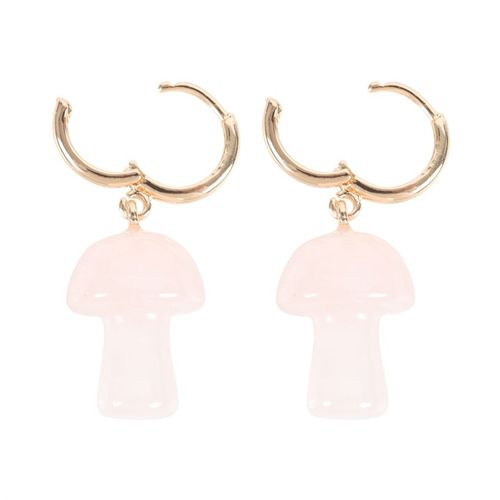 Rose Quartz Mushroom Hoop Earrings – Embrace Self-Love & Confidence