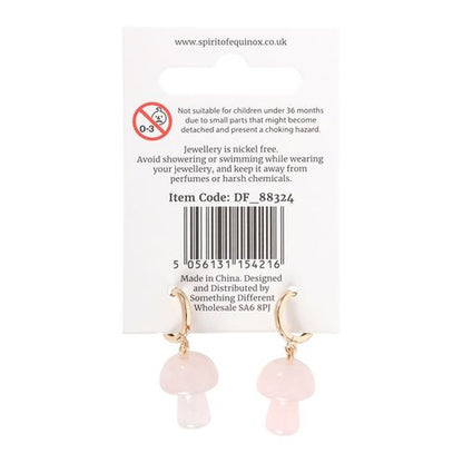 Rose Quartz Mushroom Hoop Earrings – Embrace Self-Love & Confidence