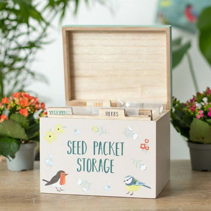 British Garden Birds Seed Packet Storage Box - Keep Your Seeds Organised in Style